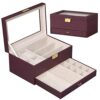 Jewelry Organizer Box for Women with Glass Top