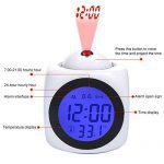 Projection Clock - Voice Timekeeping, Multi-Function Alarm, and Temperature Projection (White)