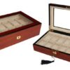 Luxury Cherry Wood Watch Box - Secure 12 Watch Display Case with Glass Top, Ideal Gift for Watch Enthusiasts