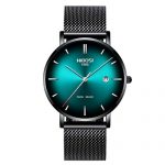 Ultra Thin Wrist Watch Black Green Dress