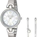 Swarovski Crystal Accented Silver-Tone Watch and Bangle Set Anne Klein