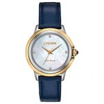Blue  Citizen Quartz Watch with Leather Strap