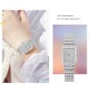 Silver Square Dial Diamond Wrist Watch