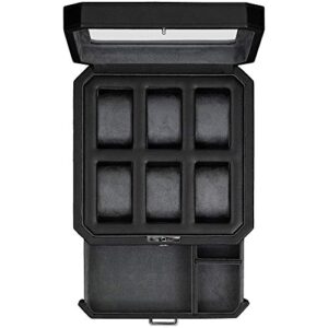 6 Slot Leather Watch Box with Valet Drawer - Luxury Watch Case