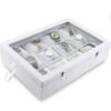 12-Slot Watch Box Organizer with Velvet Interior and Glass Lid