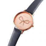 Rose Gold Case and Grey Genuine Leather Wristwatch