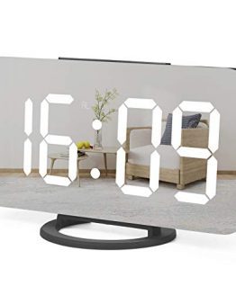 WulaWindy Digital Alarm Clock, Large Mirrored LED Display