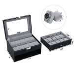 BEWISHOME Watch Box Organizer 20 Men Display Storage Case