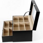 12 Slots Lockable Drawer Collection Holder PU Leather Display Case