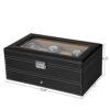 12-Slot Watch Box Display Case with Real Glass Top