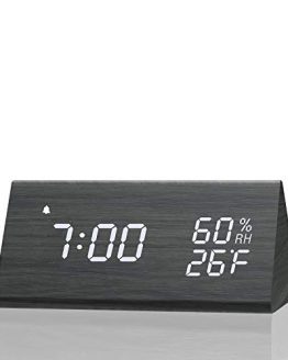 Digital Alarm Clock with Wooden Electronic LED