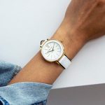Anne Klein Gold Watch White Leather Strapa