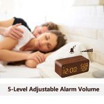 Wooden Digital Alarm Clock with Wireless Charging - Stylish Bedside Decor with 3 Alarms, LED Display, and Sound Control