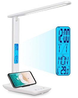 LED Desk Lamp Office with Clock