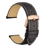 WOCCI 16mm Watch Band - Vintage Leather Watch Strap Black