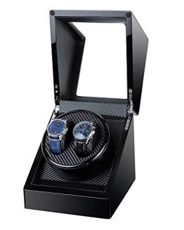 Kalawen Double Wooden Watch Winder for Automatic with Quiet Motor