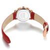 Red Leather Waterproof Chrongraph Wristwatch 24-Hour MEGIR