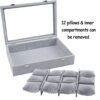 12-Slot Watch Box Organizer with Velvet Interior and Glass Lid