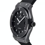 Hublot Classic Fusion Automatic: Pre-Owned Luxury in Black Carbon Fiber Dial and Rubber Strap