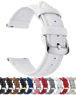 Quick Release Leather Watch Band 22mm White