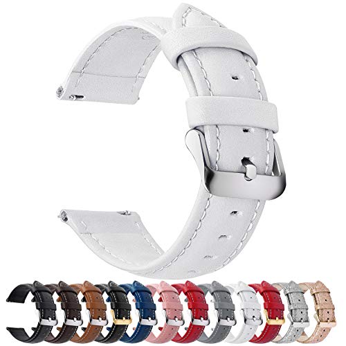 Quick Release Leather Watch Band 22mm White