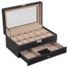 12-Slot Watch Box Display Case with Real Glass Top
