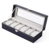 6 Slot Watch Case Holder PU Leather Watches Storage Box