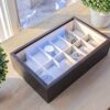 Solid Espresso 12 Slot Wood Watch Box Organizer
