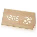 Electime Digital Alarm Clock Wooden Clock LED Time Display