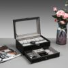 12 Slot PU Leather Lockable Watch Storage Box - Elegant Display and Secure Organization