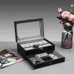 12 Slot PU Leather Lockable Watch Storage Box - Elegant Display and Secure Organization