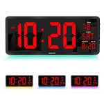 Large Digital Wall Clock with 7 Color Night Light