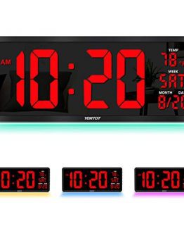 Large Digital Wall Clock with 7 Color Night Light