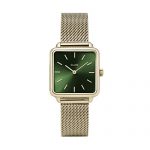 CLUSE LA TÉTRAGONE Mesh Gold Forest Green Women's Watch