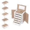 6-Tier Large Jewelry Box with Drawers, Mirror, and Lock - A Jewel Lover's Dream Organizer in Elegant White