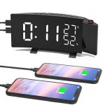 LESHP 3-Color Projection Alarm Clock, Temperature and Humidity Display
