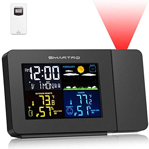 Weather Station Projection Alarm Clock for Bedroom