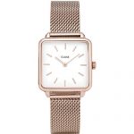 CLUSE LA TÉTRAGONE Rose Gold Mesh White Women's Watch