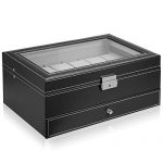 Hossejoy Leather Watch Box 12 Mens Watch Organizer