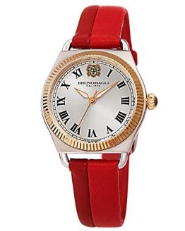 Bruno Magli Two-Tone Red Italian Leather Dial Strap Watch