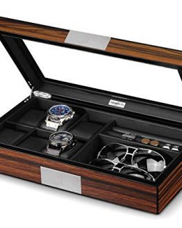 Lifomenz Co Watch Jewelry Box for Men 6 Slot Watch Box