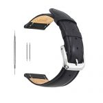 Berfine 22mm Black Calf Leather Watch Band Replacement