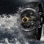 Chronograph Black Big Face Waterproof Date Analog Quartz Watch 3D Dragon