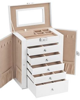 6-Tier Large Jewelry Box with Drawers, Mirror, and Lock - A Jewel Lover's Dream Organizer in Elegant White