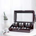 6 Watch Winder with 7 Storages Box Case - Super Quiet Mabuchi Motor, Zero Magnetization, Programmed Rotational Setting