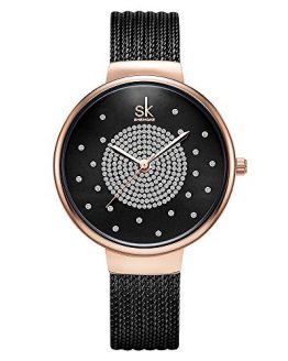 SHENGKE Analog Mesh Watch Stainless Steel Band