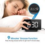Desk Shelf Clocks - 5'' Curved LED Display, LED Alarm Clock with 6 Brightness, 3 Alarm Sounds