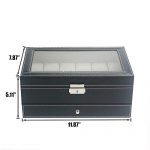 12 Slot PU Leather Lockable Watch Storage Box - Elegant Display and Secure Organization