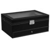 12 Slot PU Leather Lockable Watch Storage Box - Elegant Display and Secure Organization