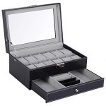 Hossejoy Leather Watch Box 12 Mens Watch Organizer